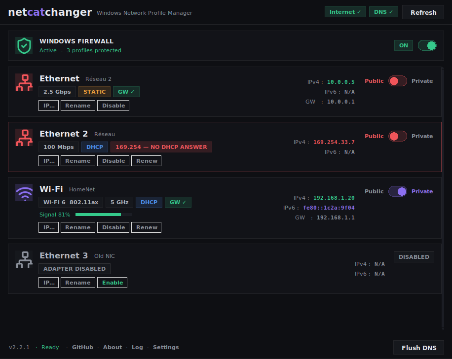NetCatChanger interface